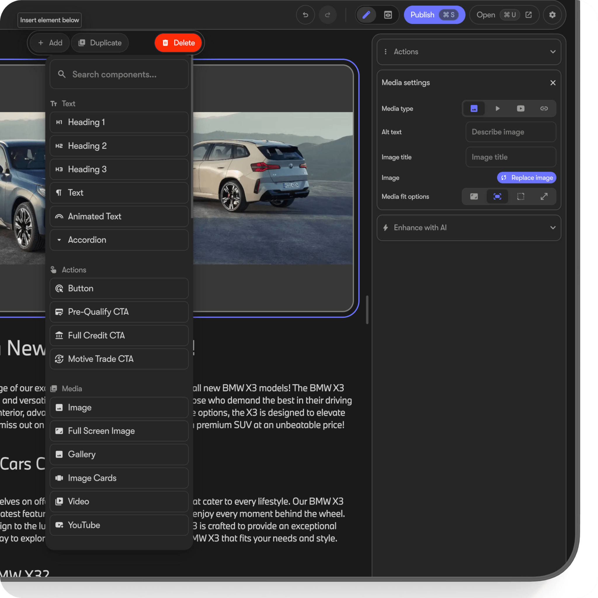 BMW USA website editor