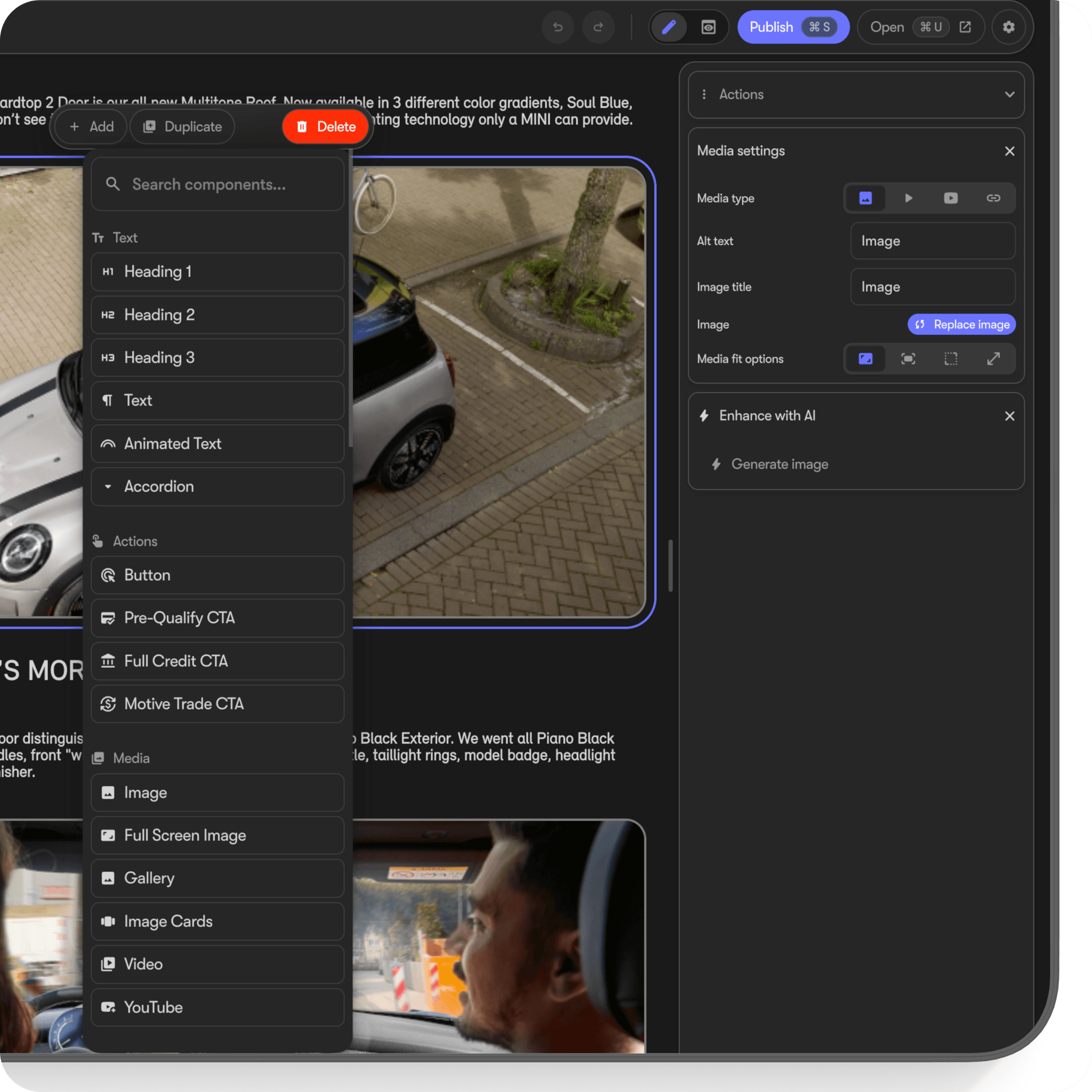 MINI USA website editor