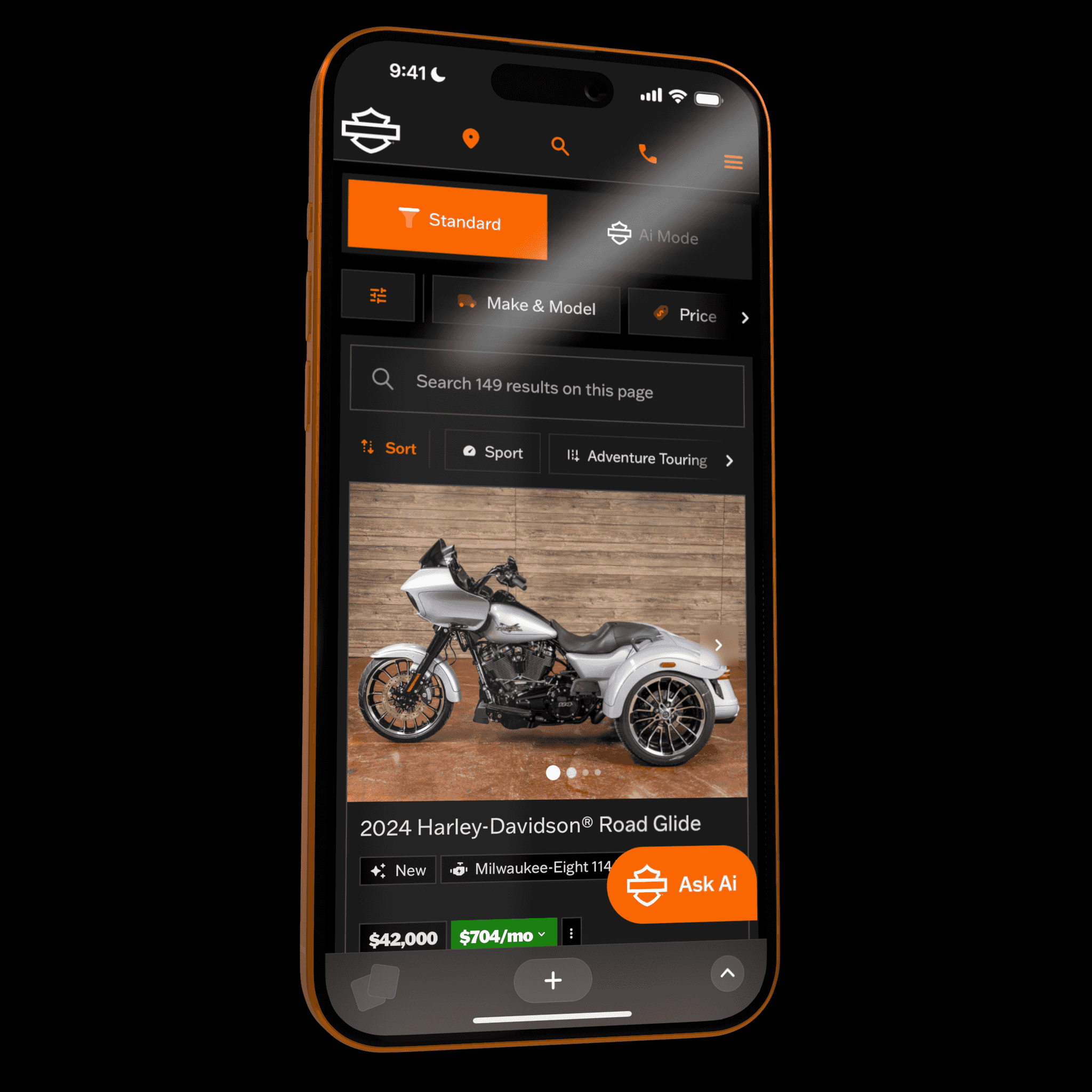 Harley-Davidson search interface