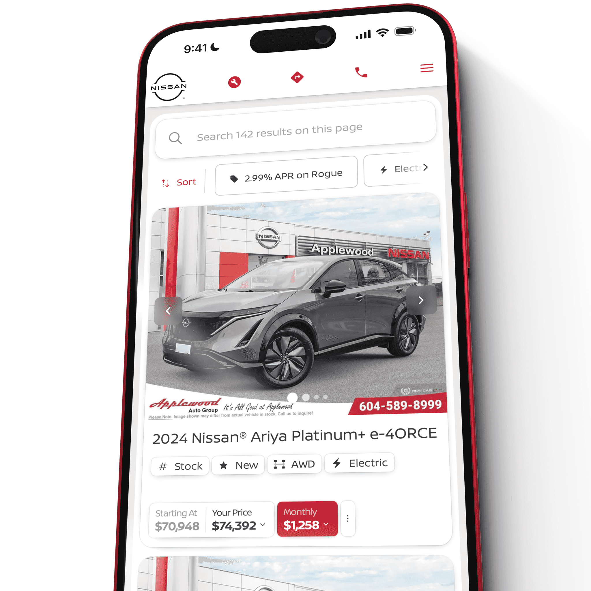 Nissan Canada search interface