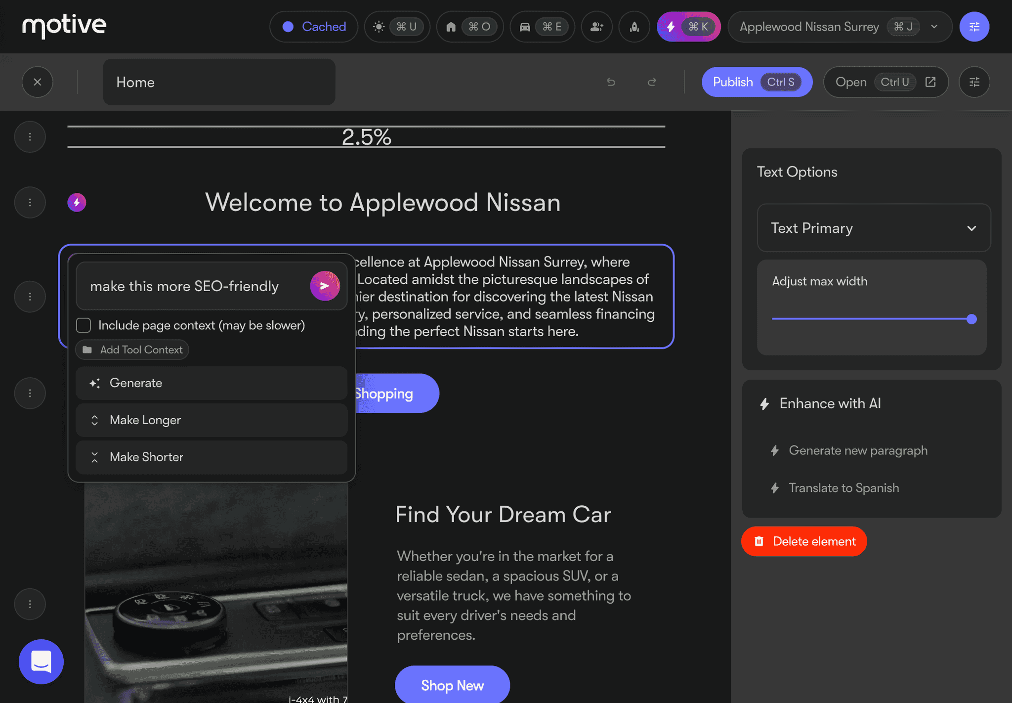 Nissan Canada website editor