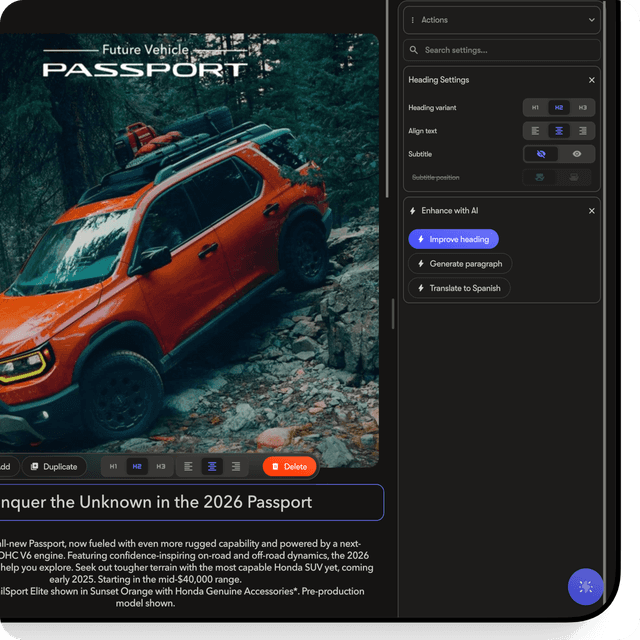 Honda website editor