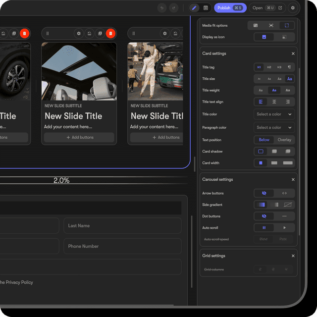 Infiniti website editor