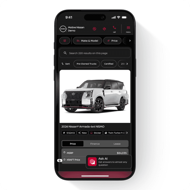 Nissan USA search interface