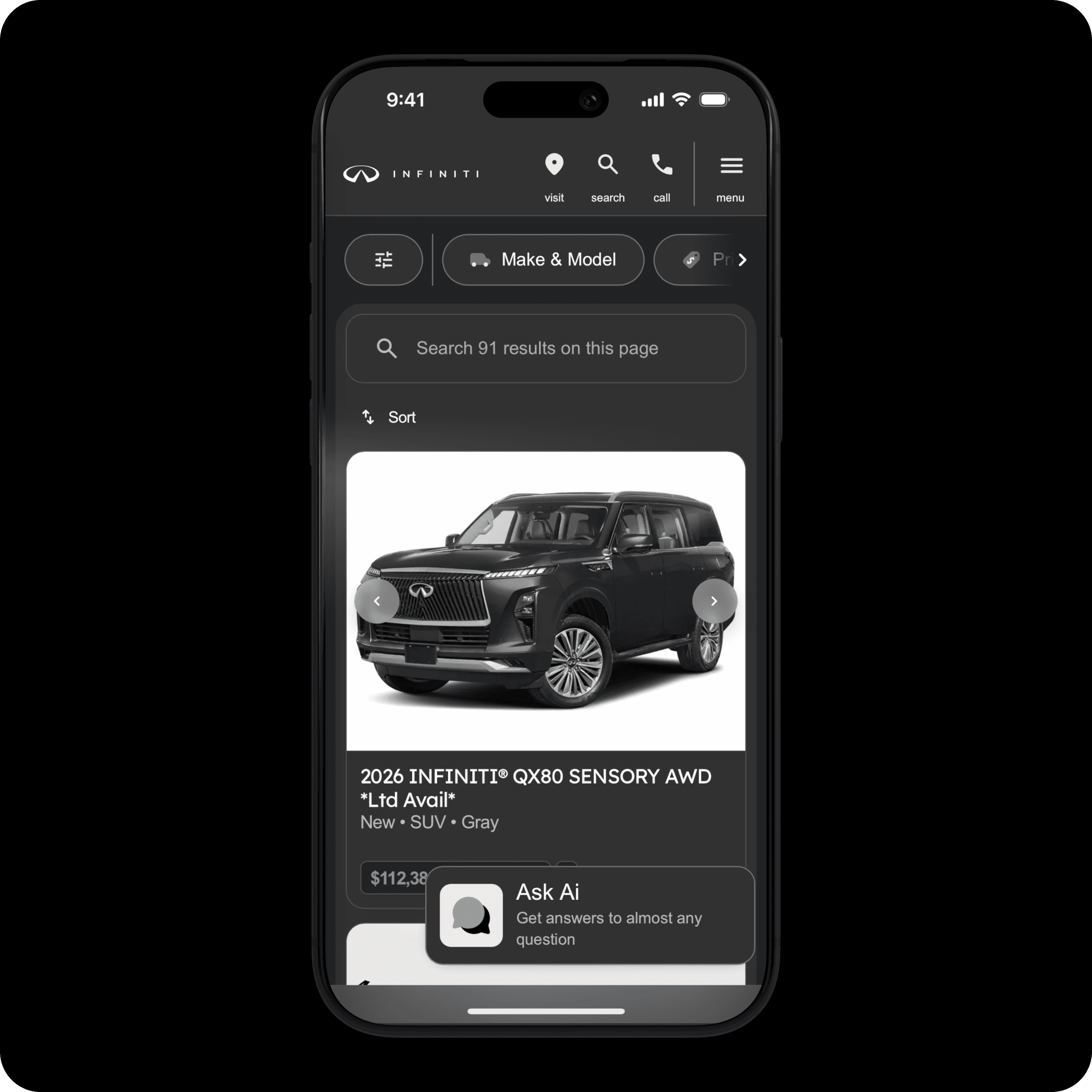 INFINITI Canada dealer website on Motive