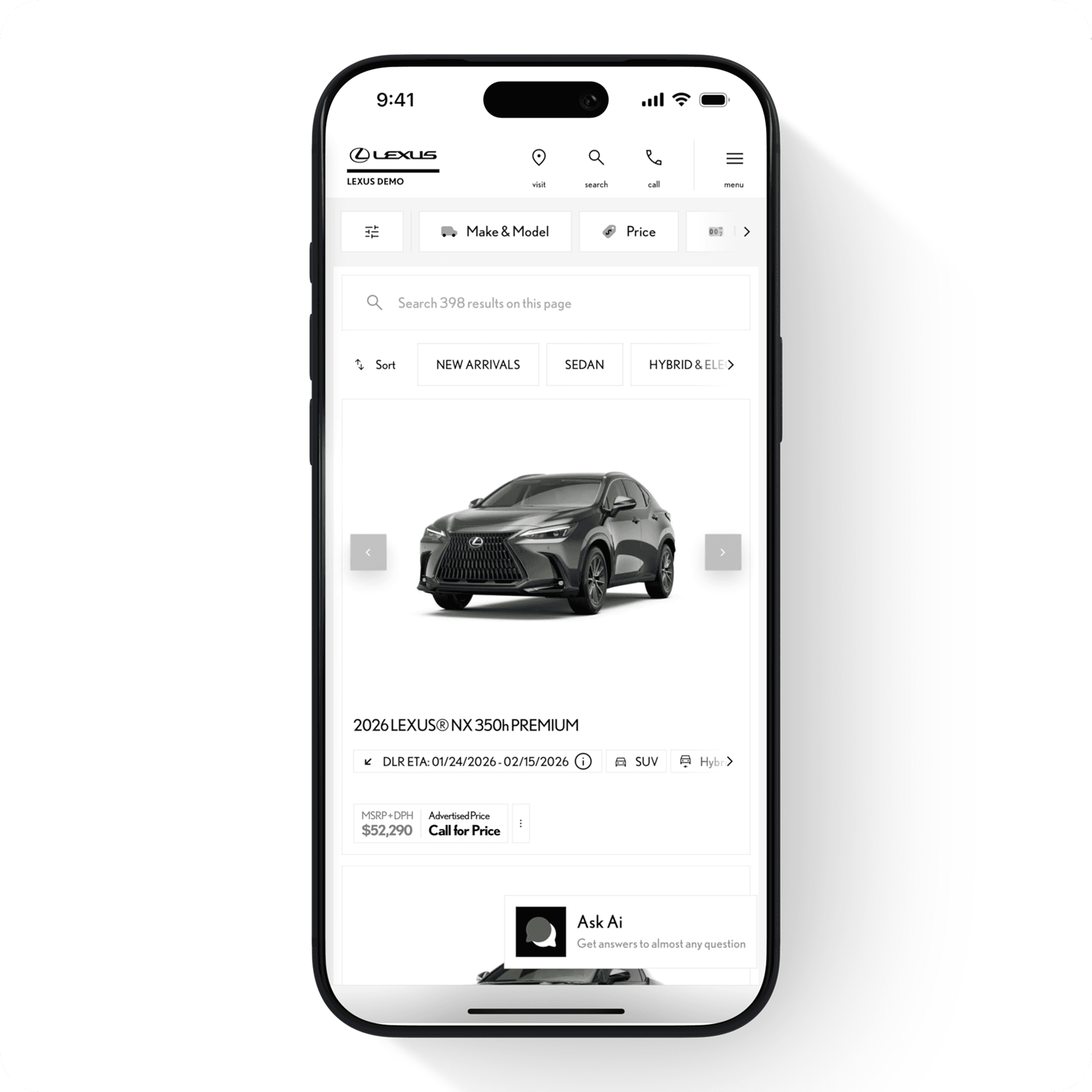 Lexus dealer website on Motive