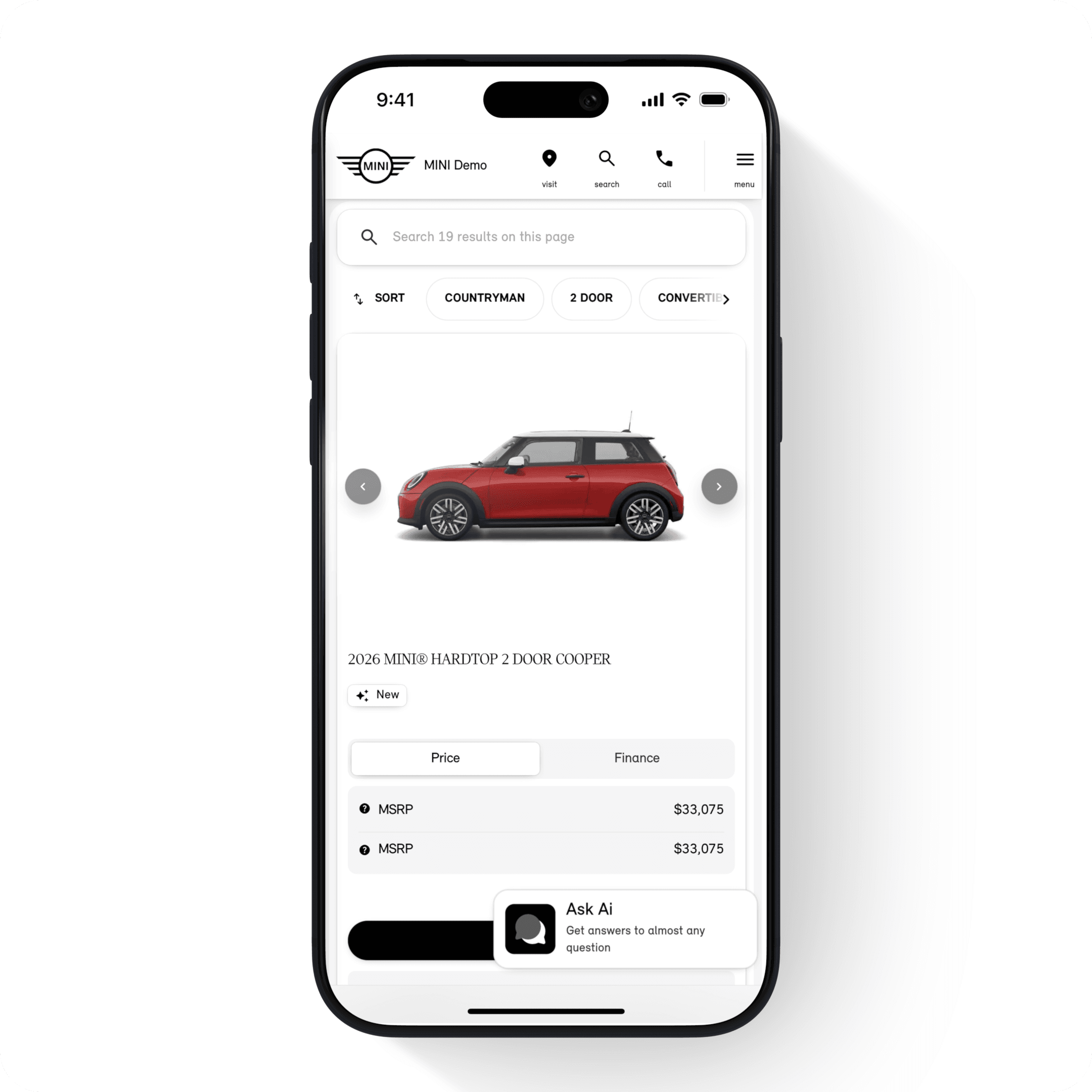 MINI dealer website on Motive